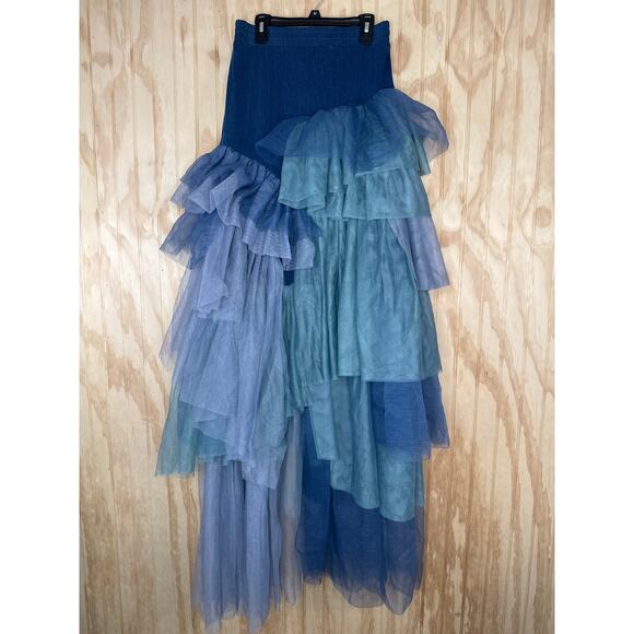 TOV Multicolor Tulle Tiered Skirt, Size 38 NWT Fairycore Whimsy Goth Slit Detail - Picture 9 of 9